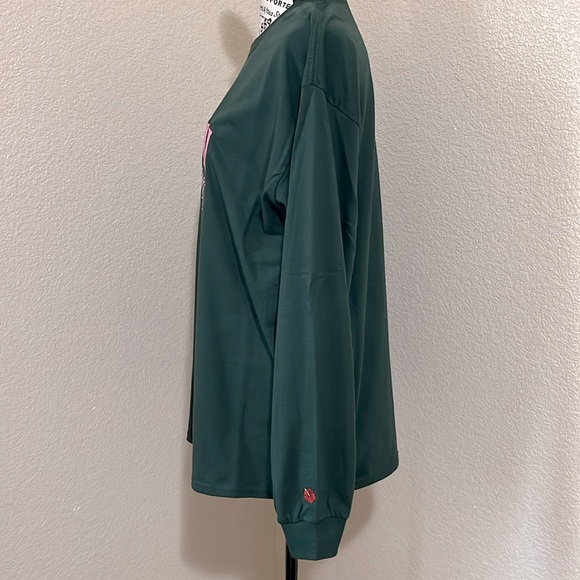 Hawaii Long Sleeve Green Tee Top Cotton Blend - Picture 3 of 5